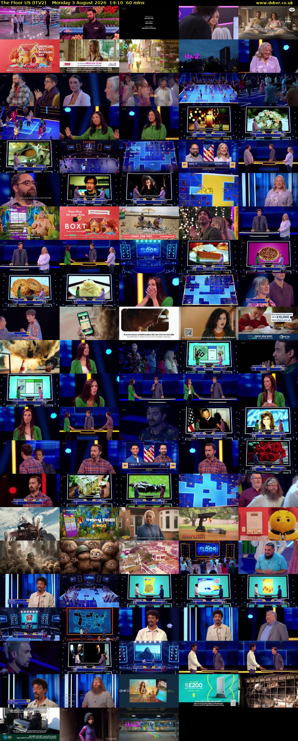 The Floor US (ITV2) Monday 3 August 2026 14:10 - 15:10