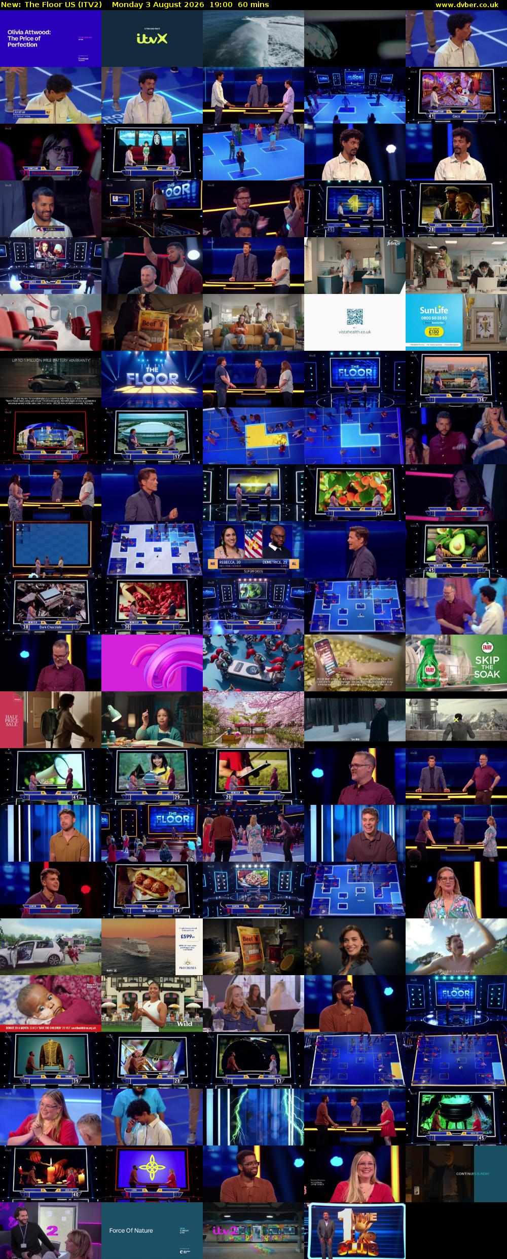 The Floor US (ITV2) Monday 3 August 2026 19:00 - 20:00