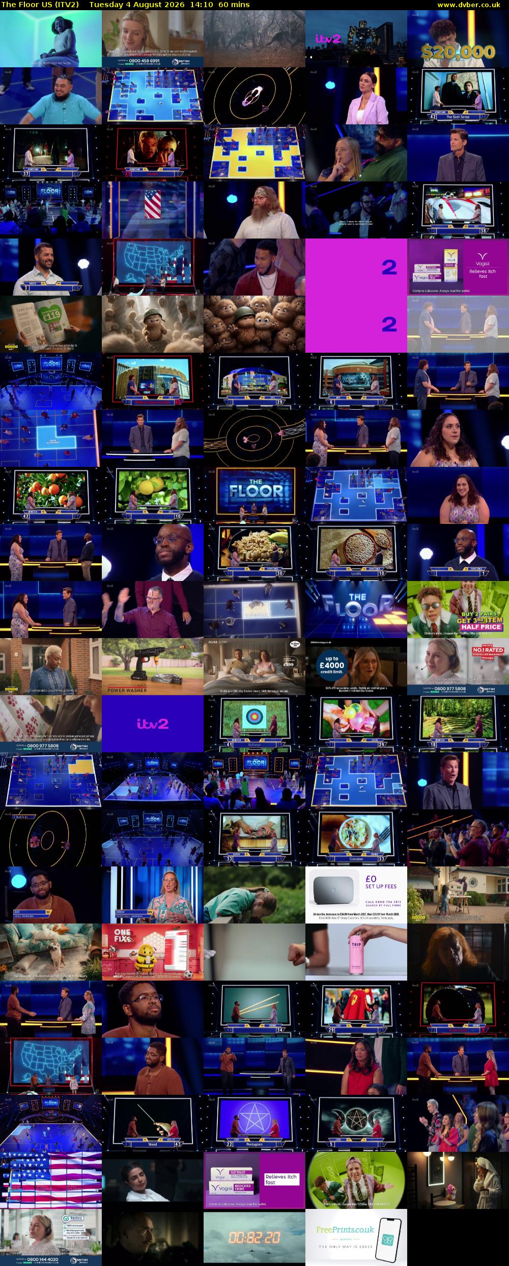 The Floor US (ITV2) Tuesday 4 August 2026 14:10 - 15:10