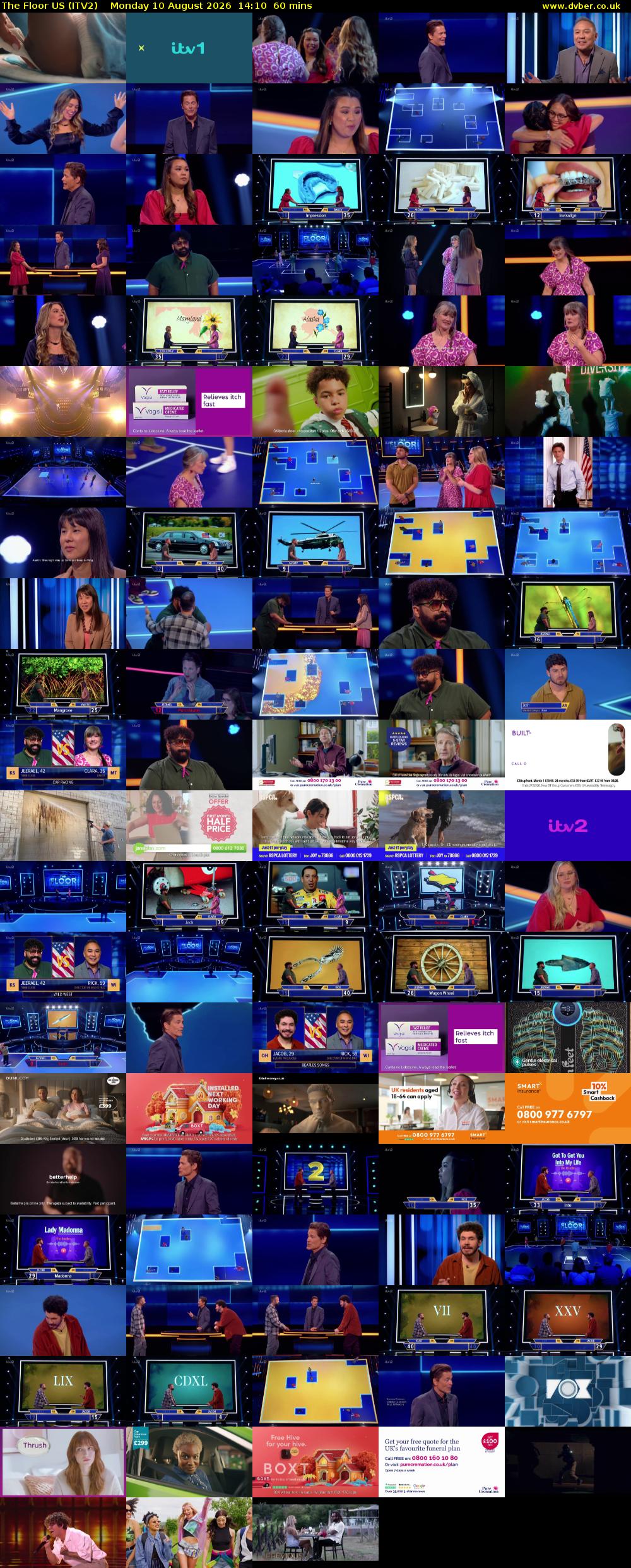 The Floor US (ITV2) Monday 10 August 2026 14:10 - 15:10