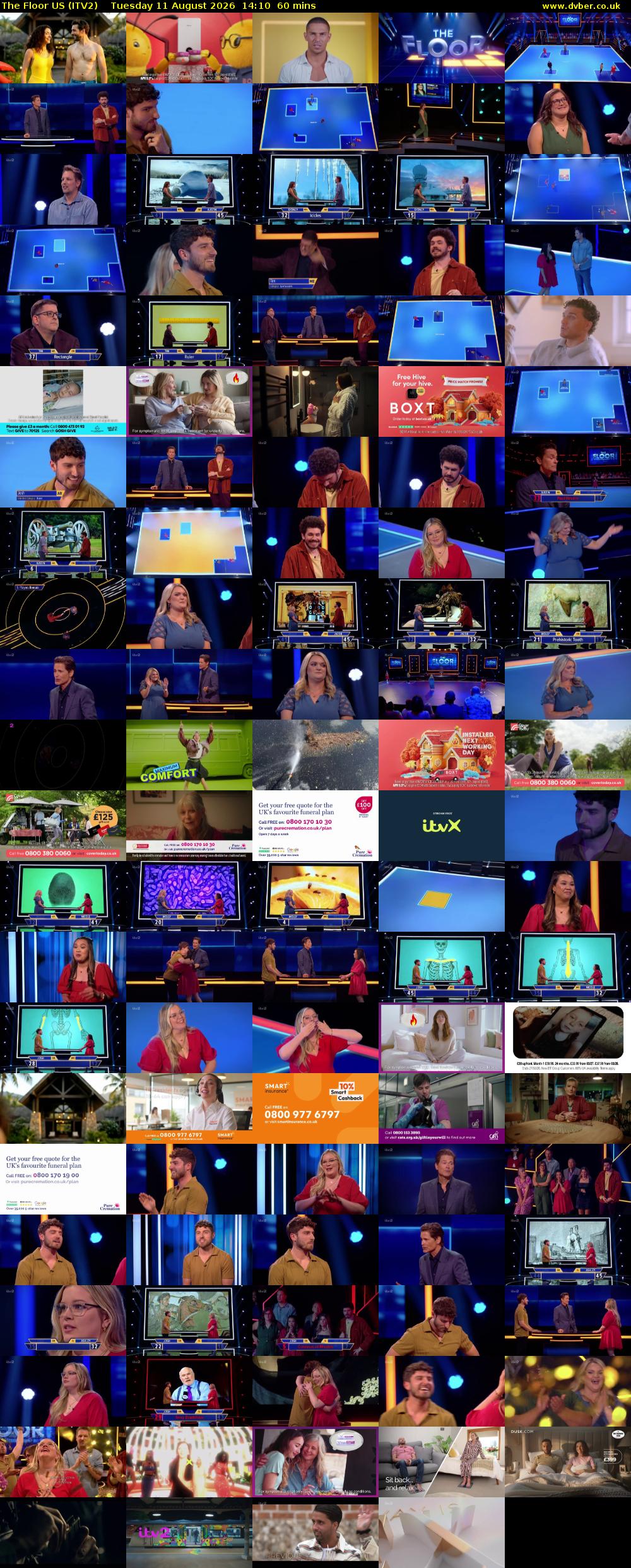 The Floor US (ITV2) Tuesday 11 August 2026 14:10 - 15:10