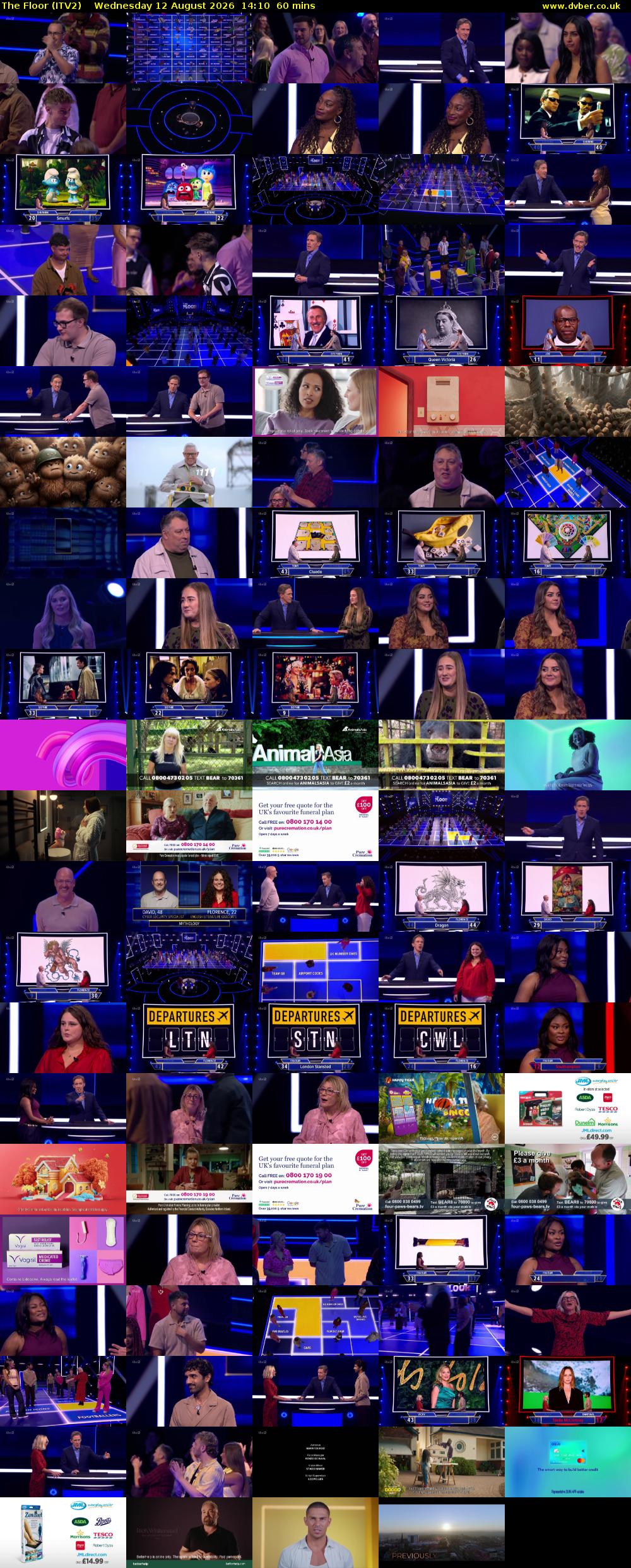 The Floor (ITV2) Wednesday 12 August 2026 14:10 - 15:10