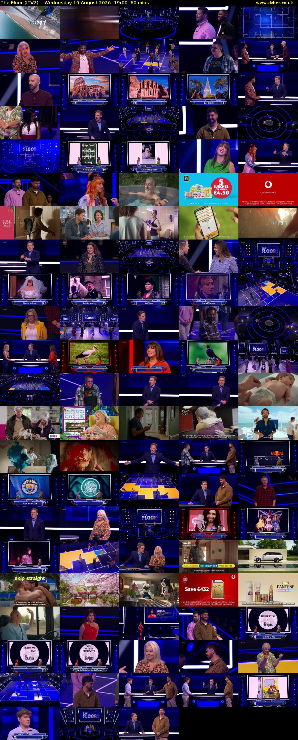 The Floor (ITV2) Wednesday 19 August 2026 19:00 - 20:00