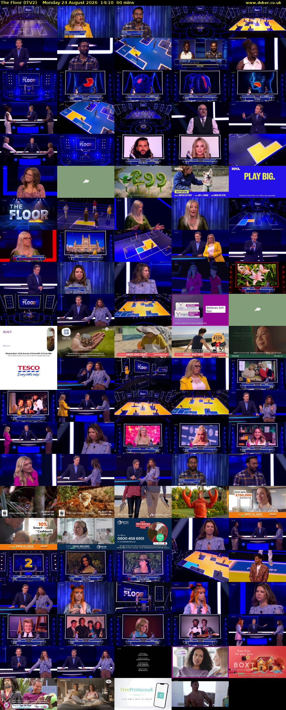 The Floor (ITV2) Monday 24 August 2026 14:10 - 15:10