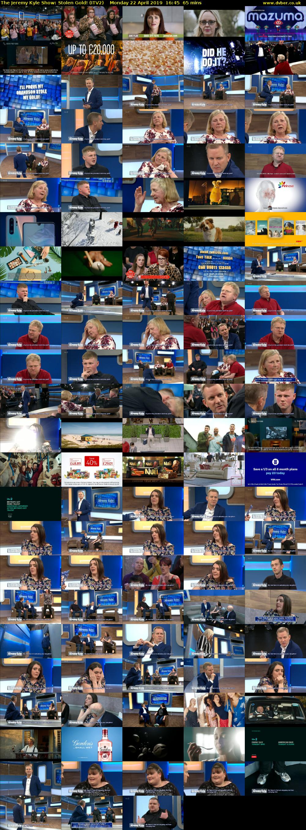 The Jeremy Kyle Show: Stolen Gold! (ITV2) Monday 22 April 2019 16:45 - 17:50