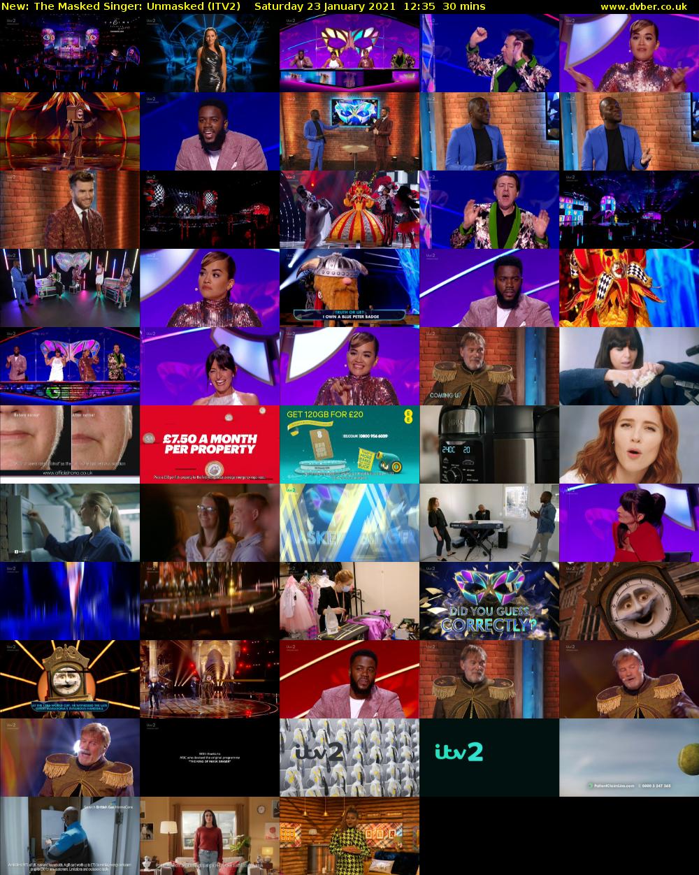 The Masked Singer: Unmasked (ITV2) Saturday 23 January 2021 12:35 - 13:05