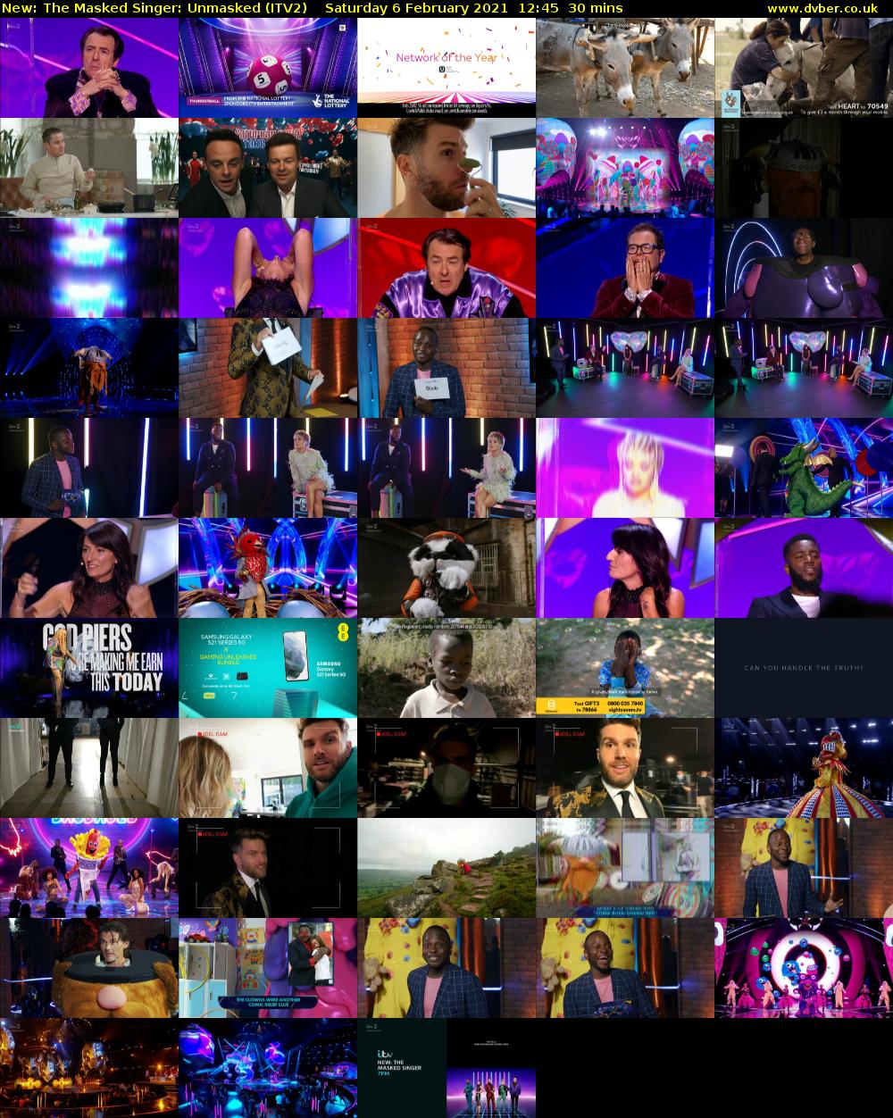 The Masked Singer: Unmasked (ITV2) Saturday 6 February 2021 12:45 - 13:15