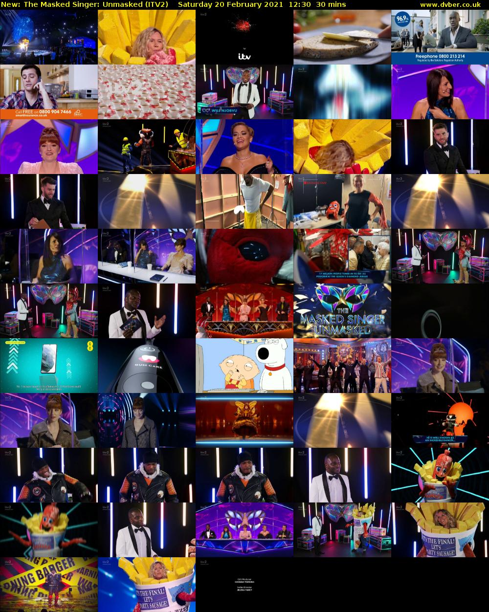 The Masked Singer: Unmasked (ITV2) Saturday 20 February 2021 12:30 - 13:00