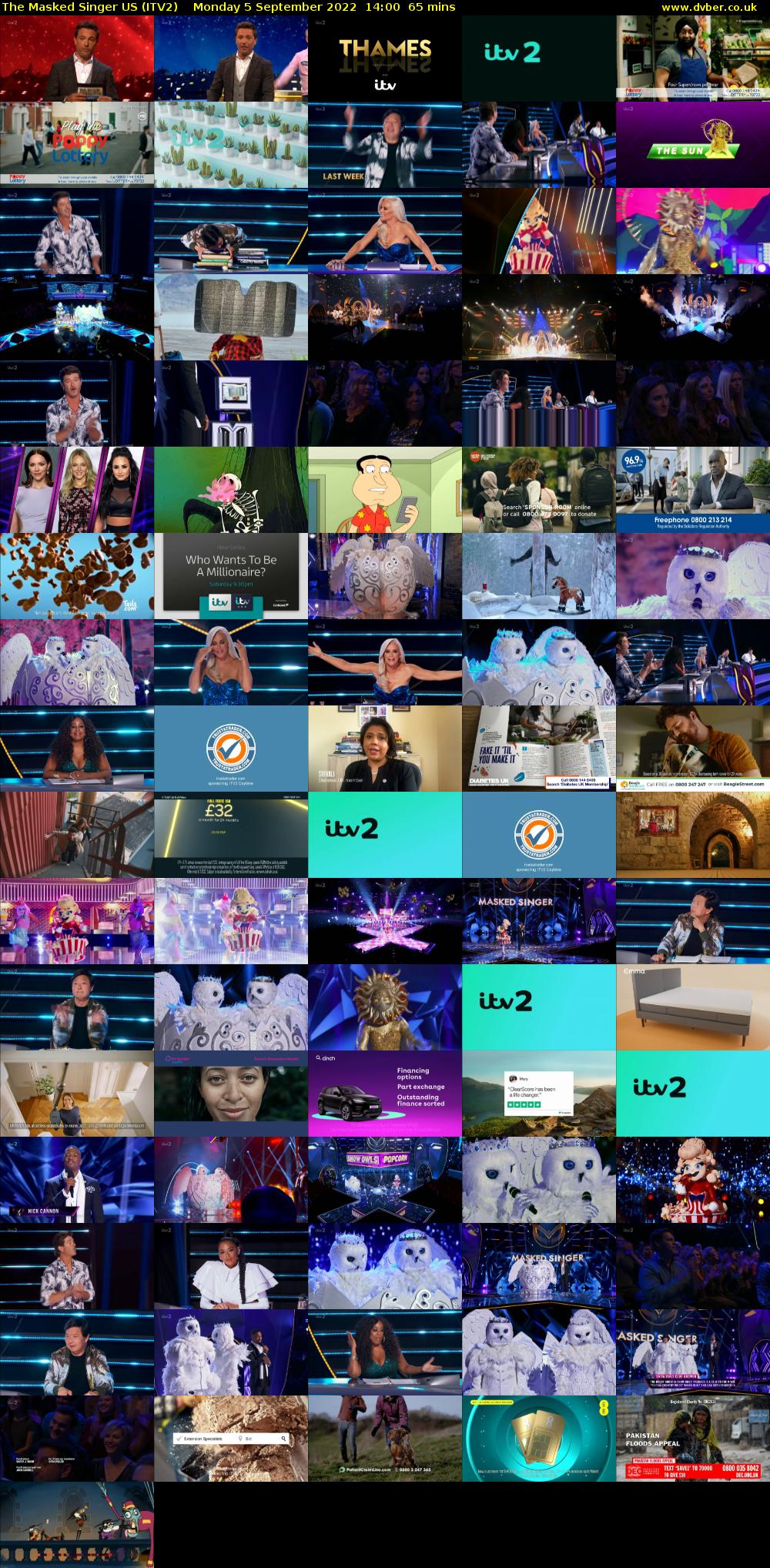 The Masked Singer US (ITV2) Monday 5 September 2022 14:00 - 15:05