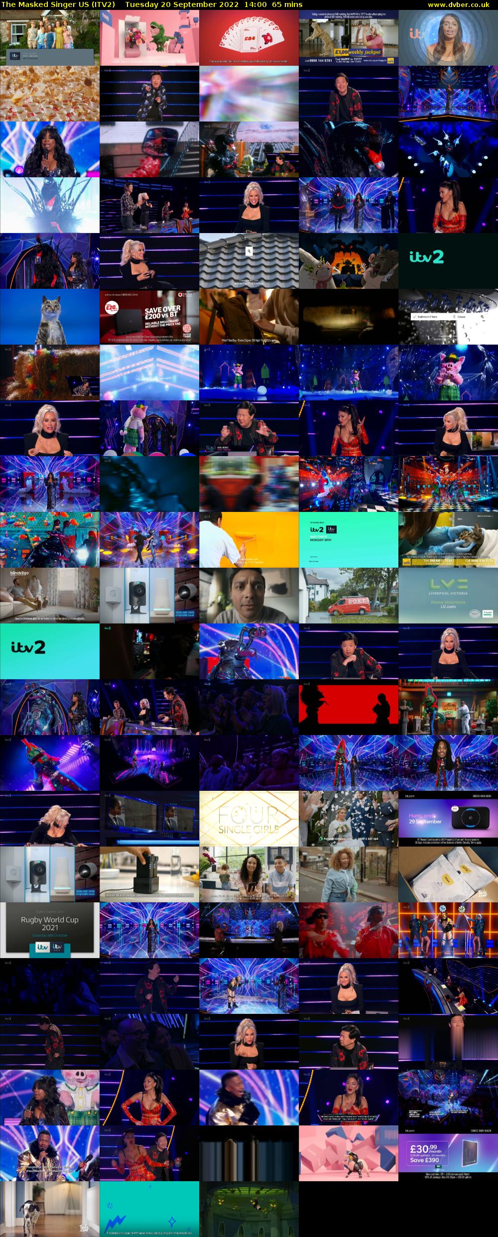 The Masked Singer US (ITV2) Tuesday 20 September 2022 14:00 - 15:05