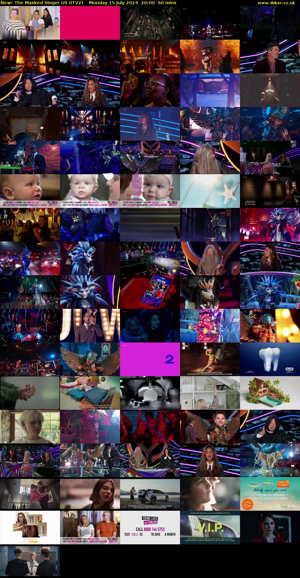 The Masked Singer US (ITV2) Monday 15 July 2024 20:00 - 21:00