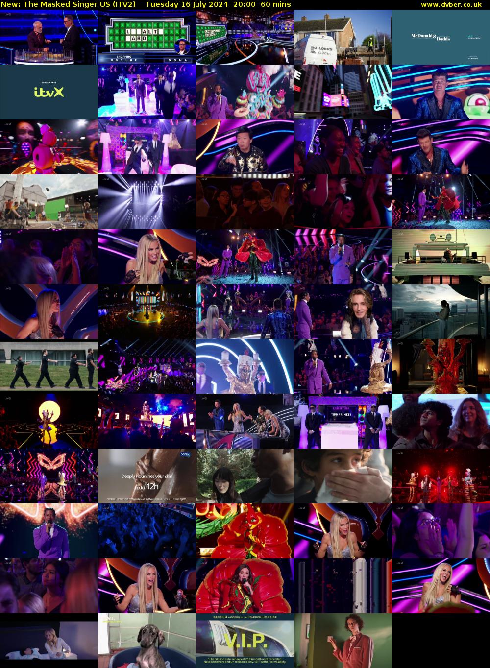 The Masked Singer US (ITV2) Tuesday 16 July 2024 20:00 - 21:00