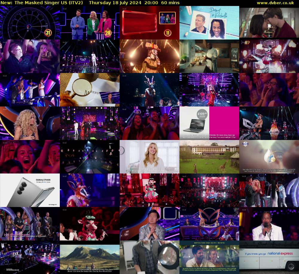The Masked Singer US (ITV2) Thursday 18 July 2024 20:00 - 21:00