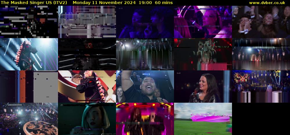 The Masked Singer US (ITV2) Monday 11 November 2024 19:00 - 20:00