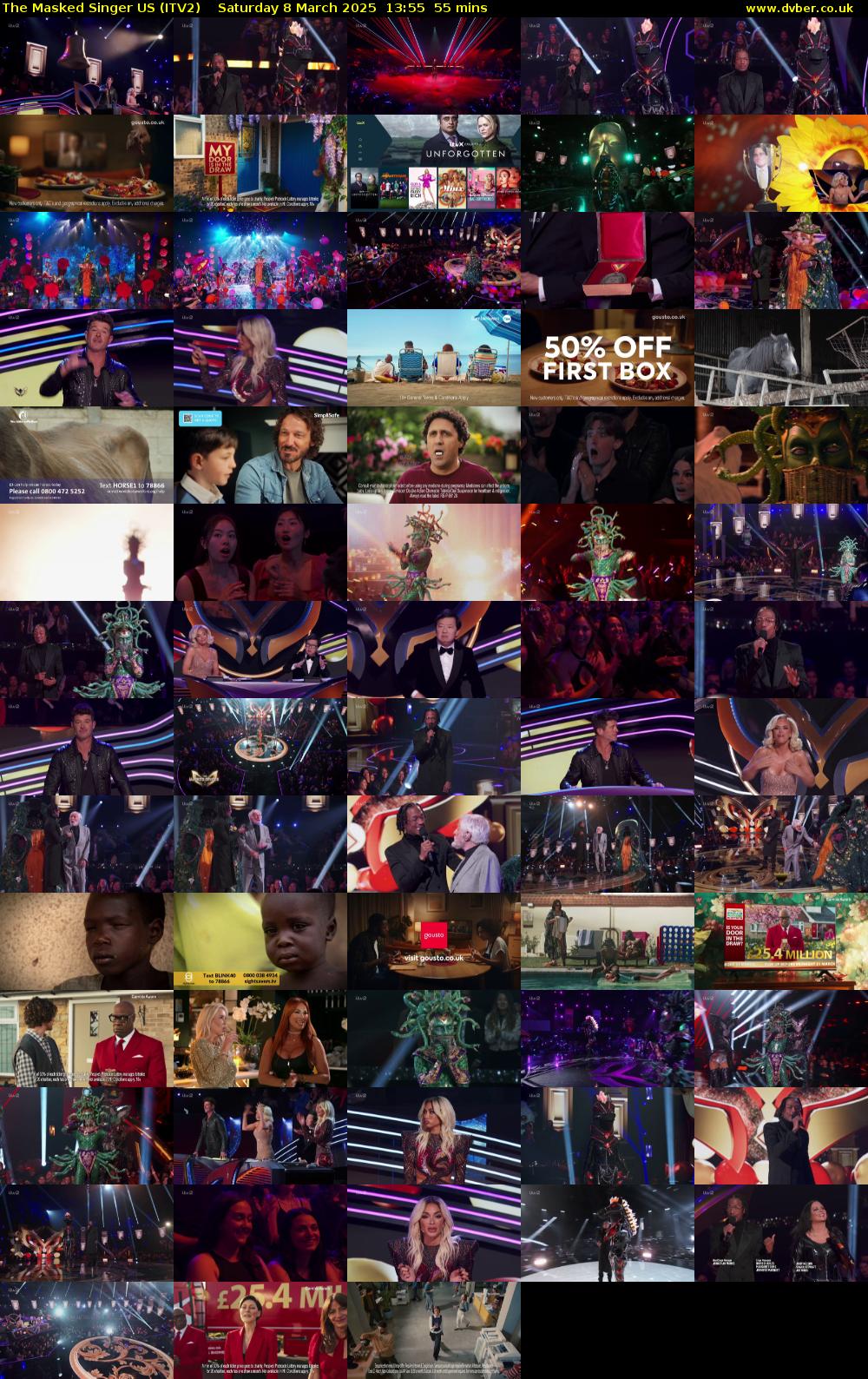 The Masked Singer US (ITV2) Saturday 8 March 2025 13:55 - 14:50