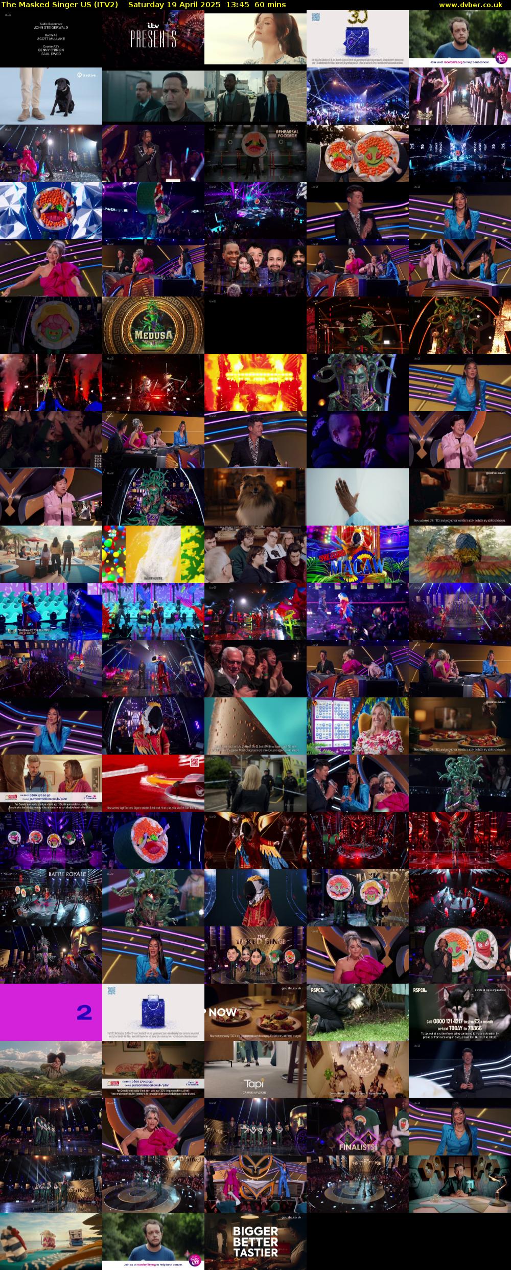 The Masked Singer US (ITV2) Saturday 19 April 2025 13:45 - 14:45