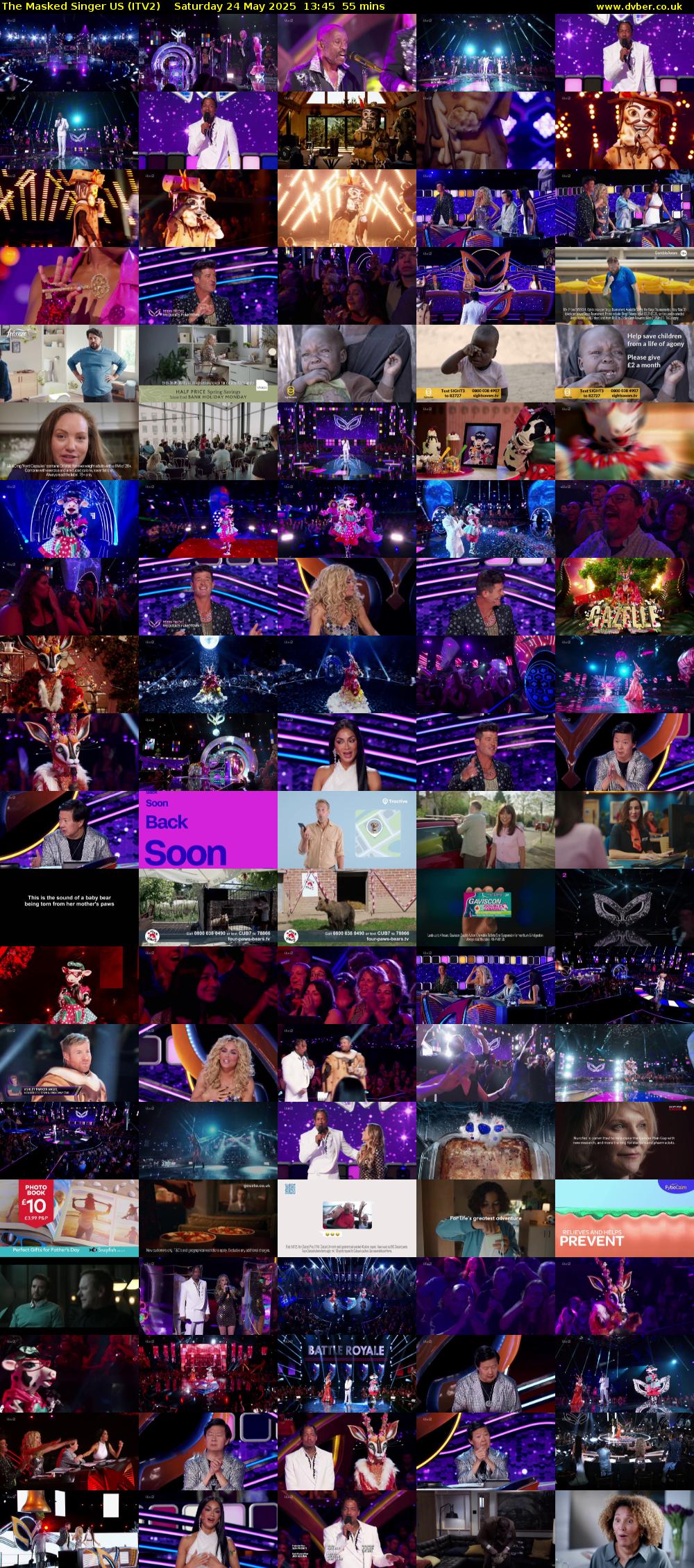 The Masked Singer US (ITV2) Saturday 24 May 2025 13:45 - 14:40