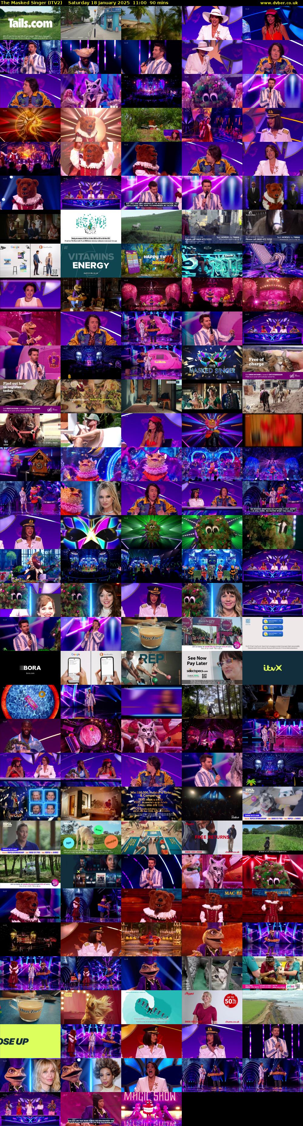 The Masked Singer (ITV2) Saturday 18 January 2025 11:00 - 12:30