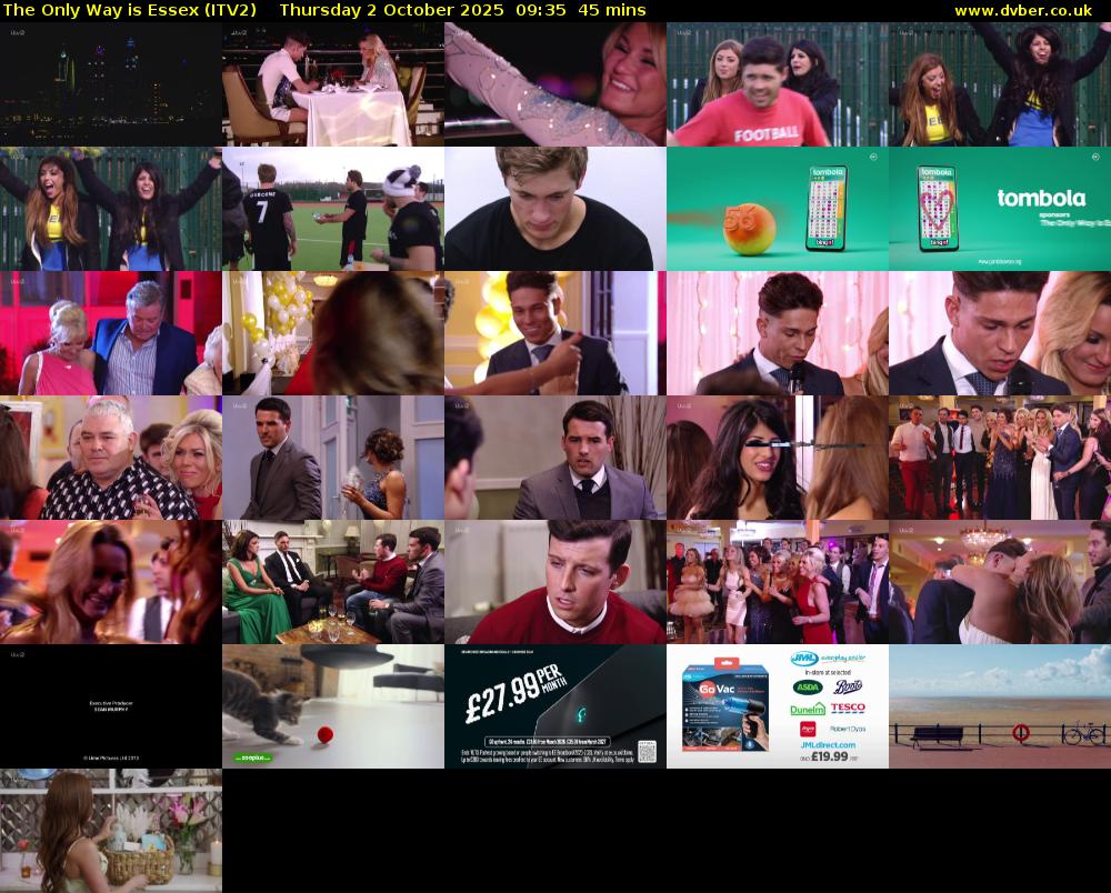 The Only Way is Essex (ITV2) Thursday 2 October 2025 09:35 - 10:20