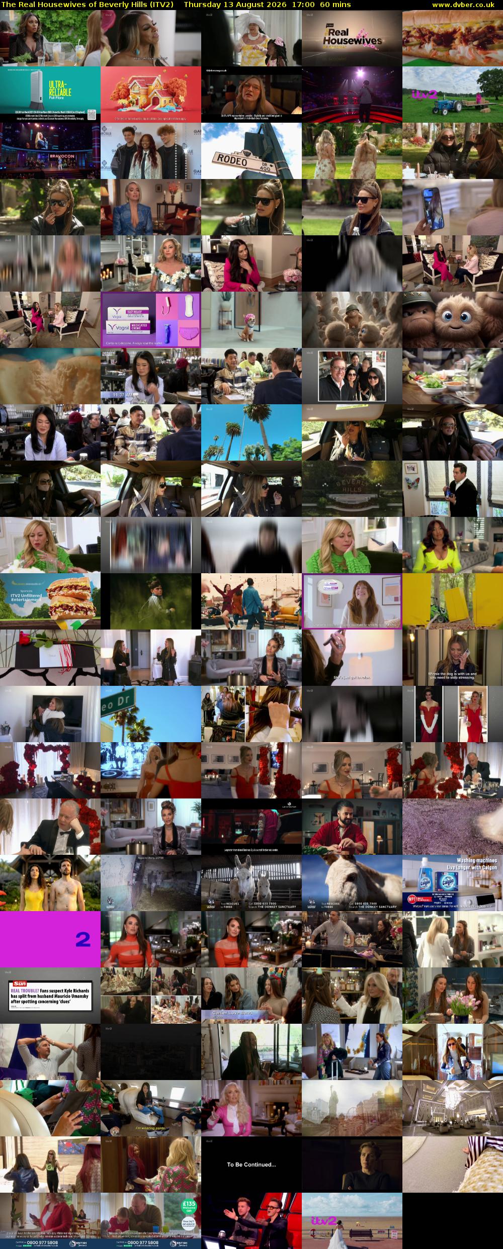 The Real Housewives of Beverly Hills (ITV2) Thursday 13 August 2026 17:00 - 18:00