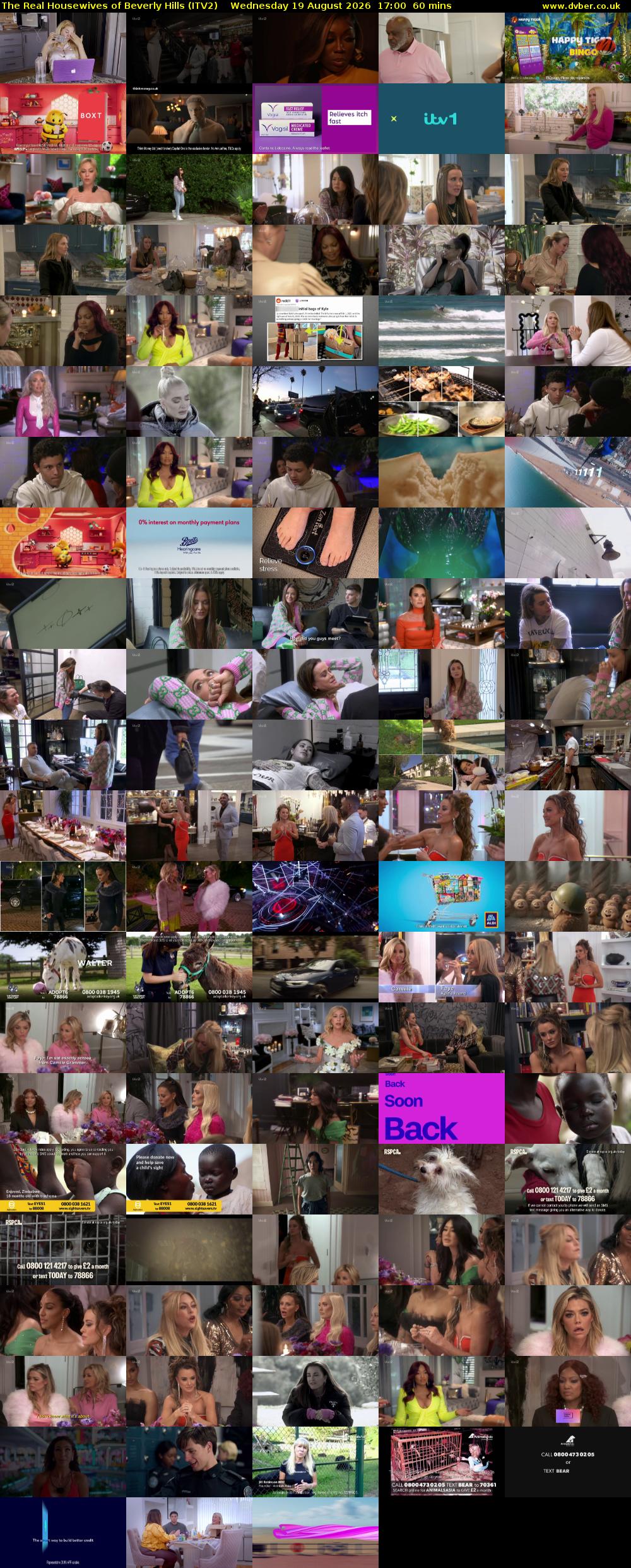The Real Housewives of Beverly Hills (ITV2) Wednesday 19 August 2026 17:00 - 18:00