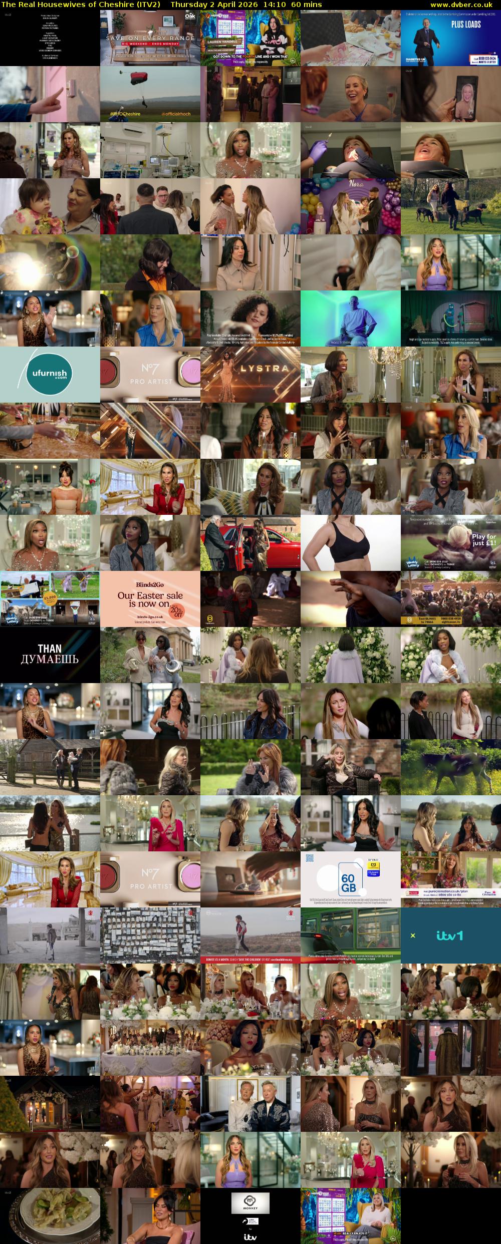 The Real Housewives of Cheshire (ITV2) Thursday 2 April 2026 14:10 - 15:10