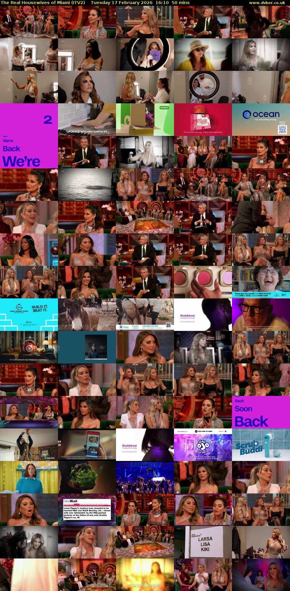 The Real Housewives of Miami (ITV2) Tuesday 17 February 2026 16:10 - 17:00