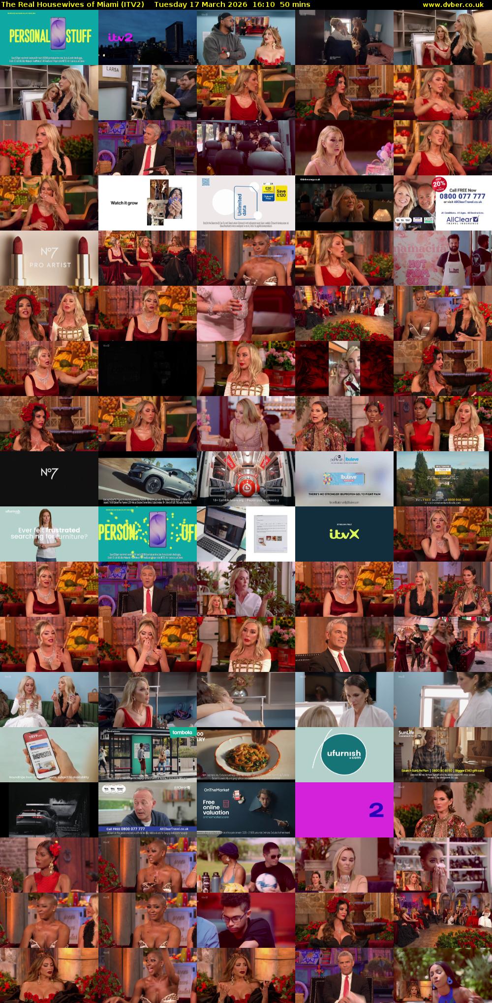 The Real Housewives of Miami (ITV2) Tuesday 17 March 2026 16:10 - 17:00