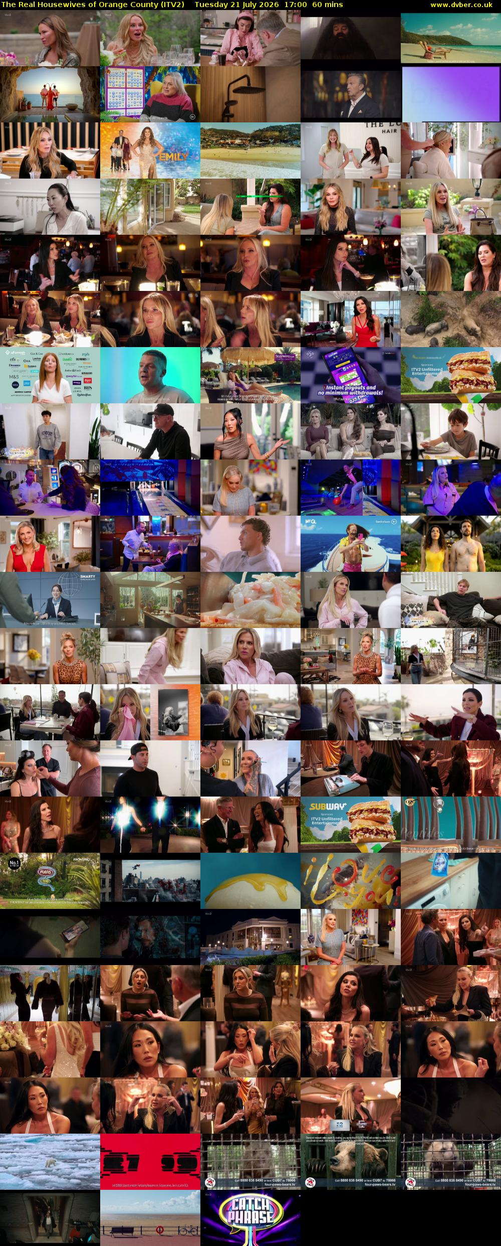 The Real Housewives of Orange County (ITV2) Tuesday 21 July 2026 17:00 - 18:00