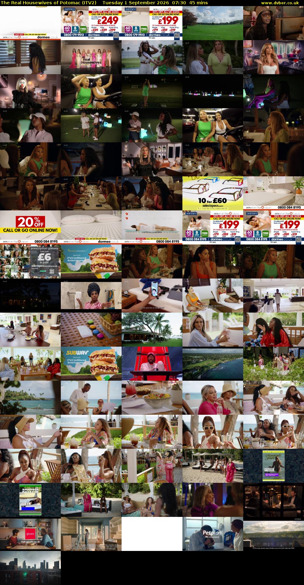 The Real Housewives of Potomac (ITV2) Tuesday 1 September 2026 07:30 - 08:15
