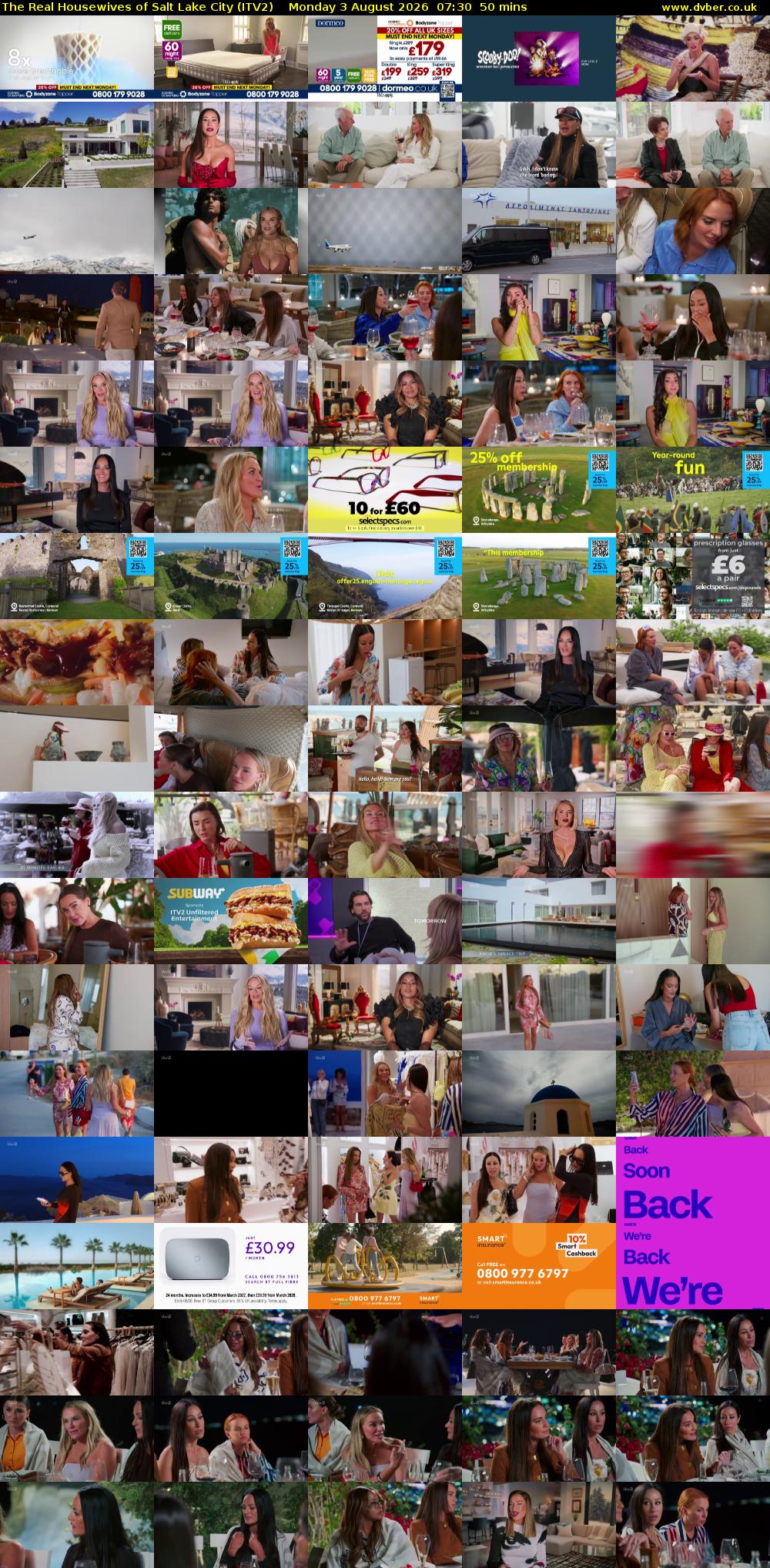 The Real Housewives of Salt Lake City (ITV2) Monday 3 August 2026 07:30 - 08:20