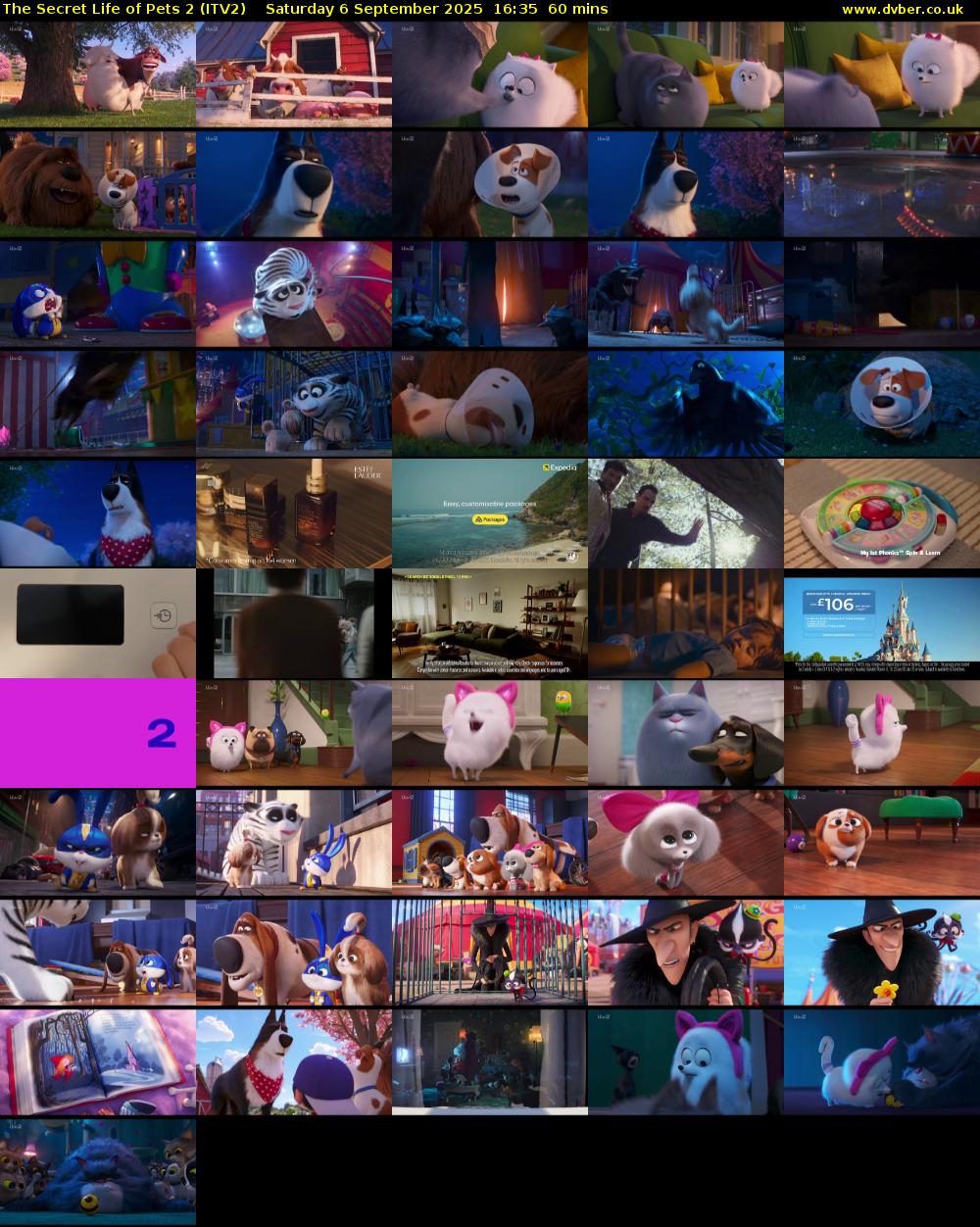 The Secret Life of Pets 2 (ITV2) Saturday 6 September 2025 16:35 - 17:35