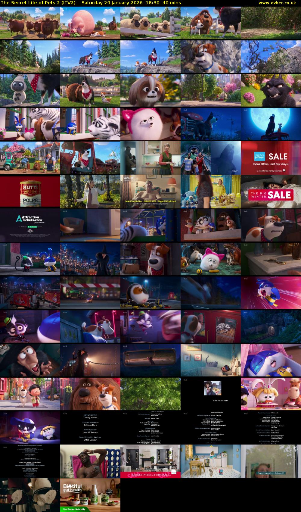 The Secret Life of Pets 2 (ITV2) Saturday 24 January 2026 18:30 - 19:10