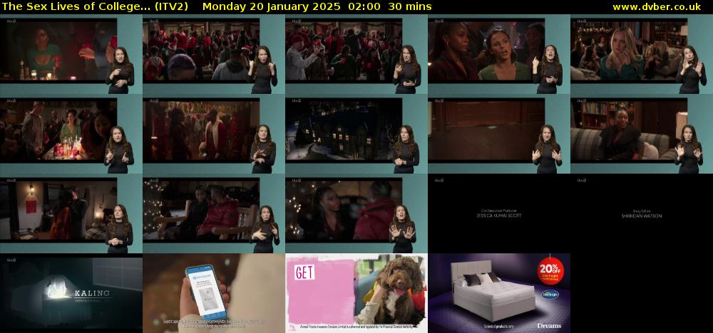 The Sex Lives of College... (ITV2) Monday 20 January 2025 02:00 - 02:30