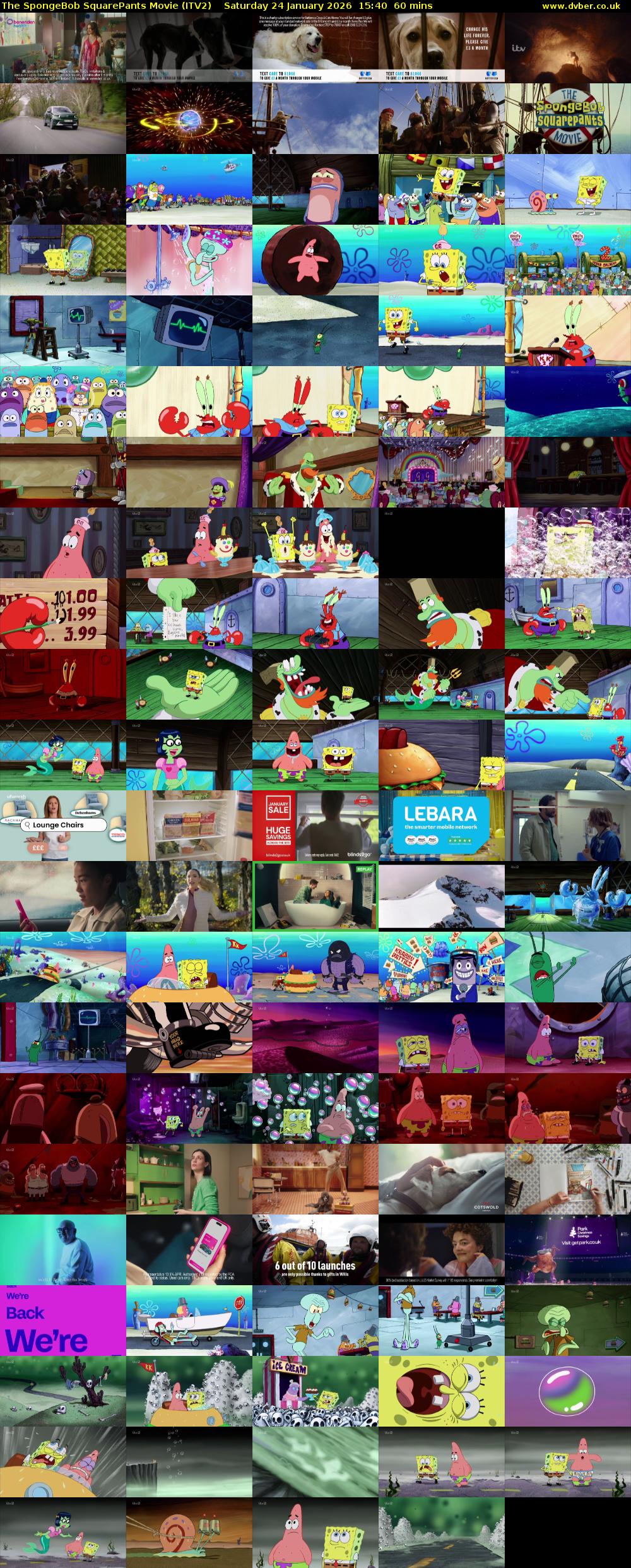 The SpongeBob SquarePants Movie (ITV2) Saturday 24 January 2026 15:40 - 16:40