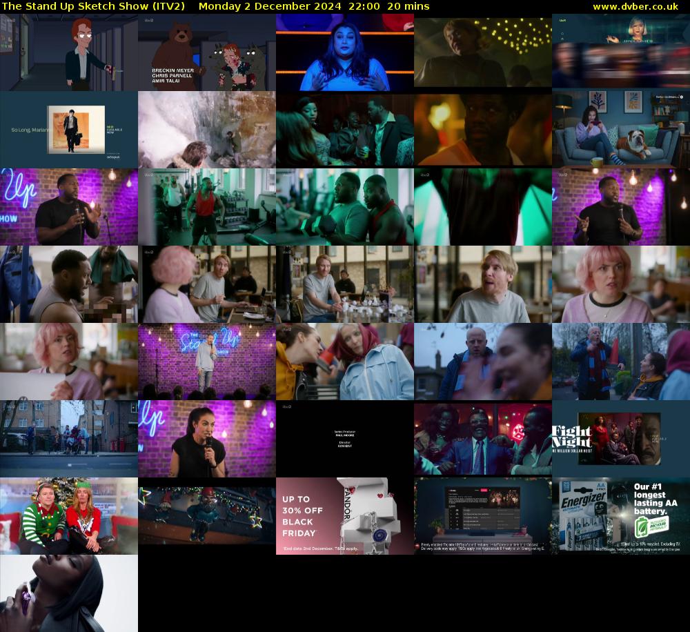 The Stand Up Sketch Show (ITV2) Monday 2 December 2024 22:00 - 22:20