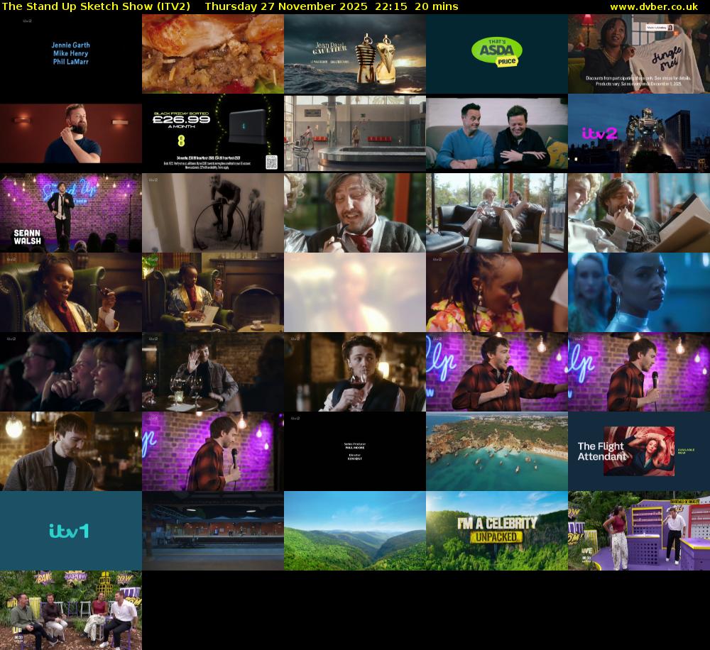 The Stand Up Sketch Show (ITV2) Thursday 27 November 2025 22:15 - 22:35
