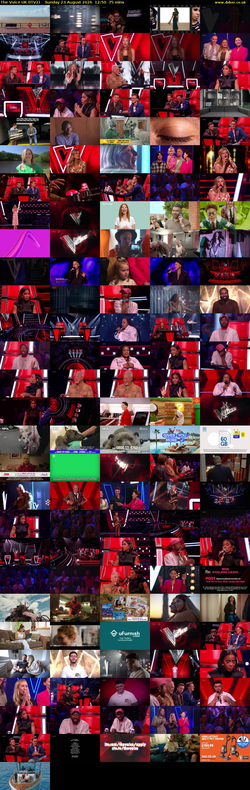 The Voice UK (ITV2) Sunday 23 August 2026 12:50 - 14:05