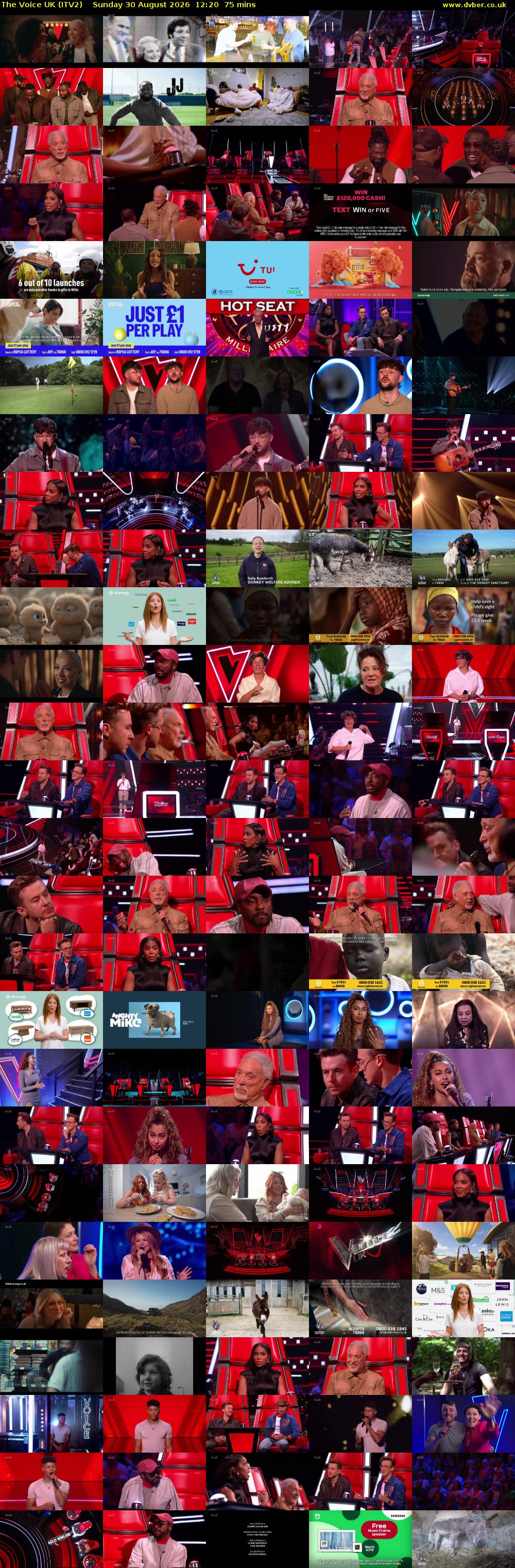 The Voice UK (ITV2) Sunday 30 August 2026 12:20 - 13:35