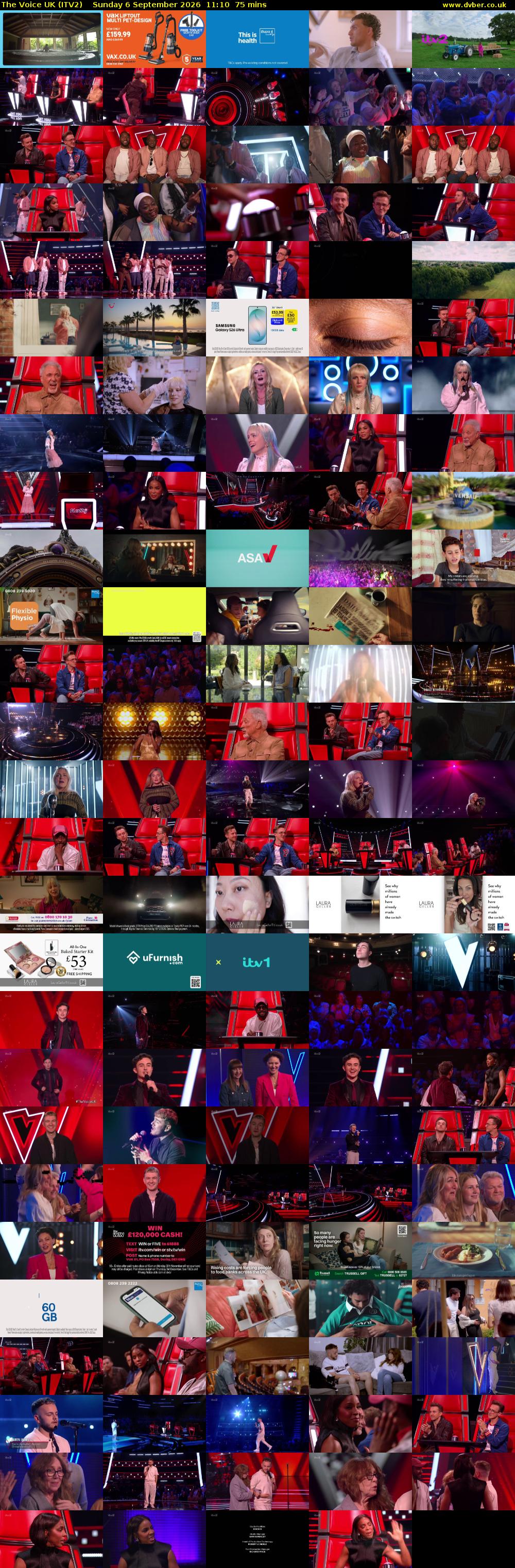 The Voice UK (ITV2) Sunday 6 September 2026 11:10 - 12:25