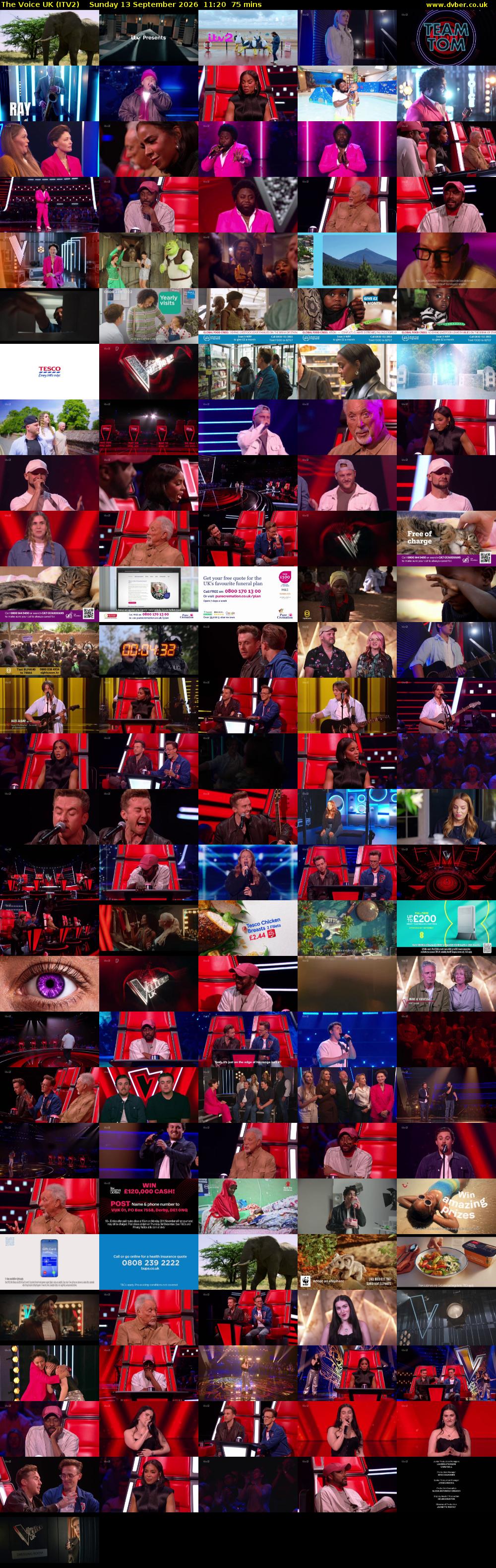 The Voice UK (ITV2) Sunday 13 September 2026 11:20 - 12:35