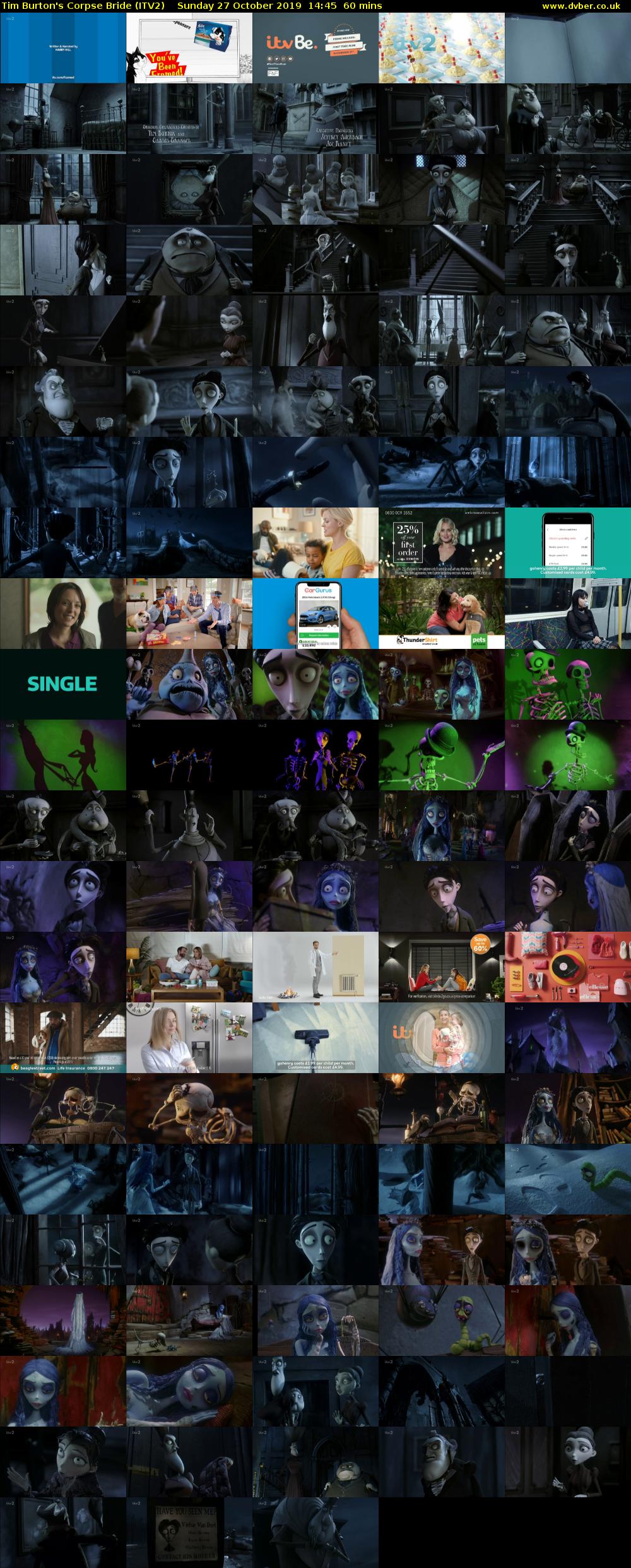 Tim Burton's Corpse Bride (ITV2) Sunday 27 October 2019 14:45 - 15:45