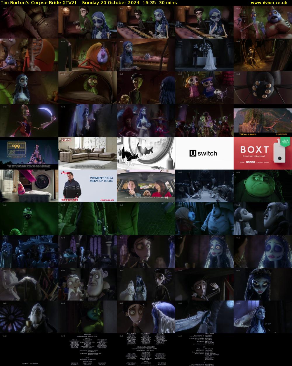 Tim Burton's Corpse Bride (ITV2) Sunday 20 October 2024 16:35 - 17:05