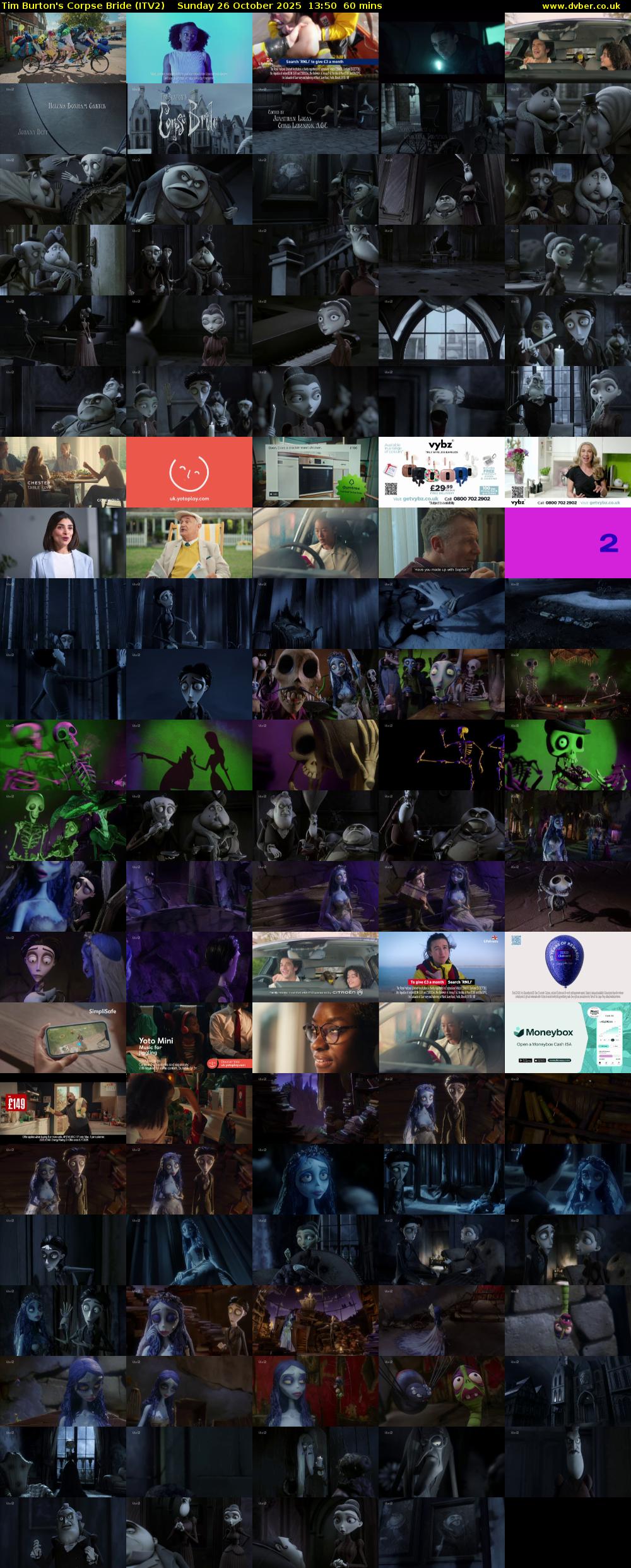 Tim Burton's Corpse Bride (ITV2) Sunday 26 October 2025 13:50 - 14:50