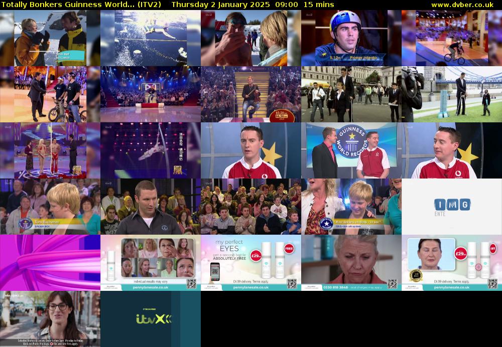 Totally Bonkers Guinness World... (ITV2) Thursday 2 January 2025 09:00 - 09:15