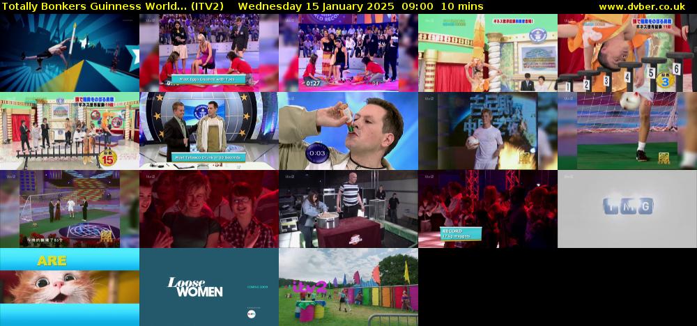 Totally Bonkers Guinness World... (ITV2) Wednesday 15 January 2025 09:00 - 09:10