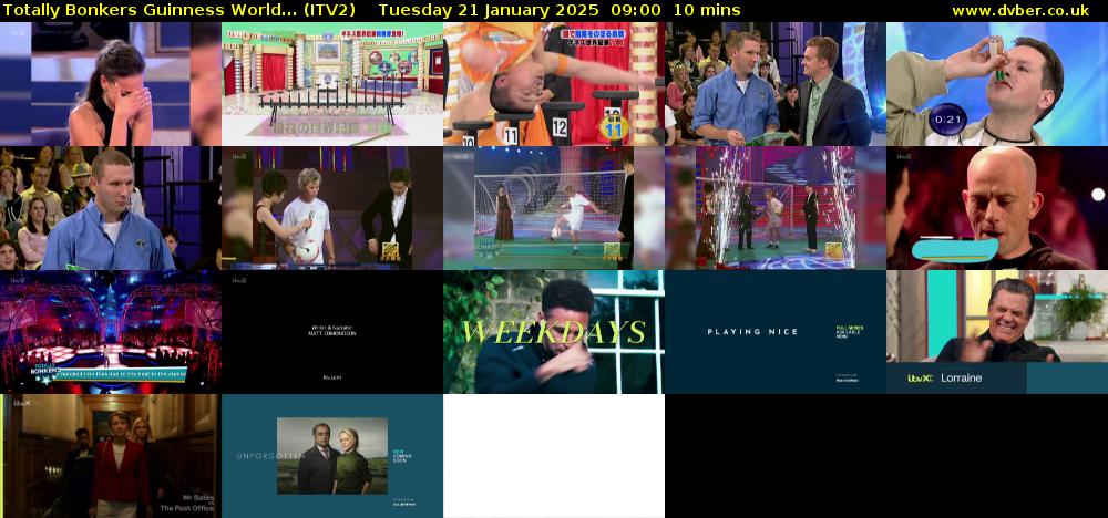 Totally Bonkers Guinness World... (ITV2) Tuesday 21 January 2025 09:00 - 09:10