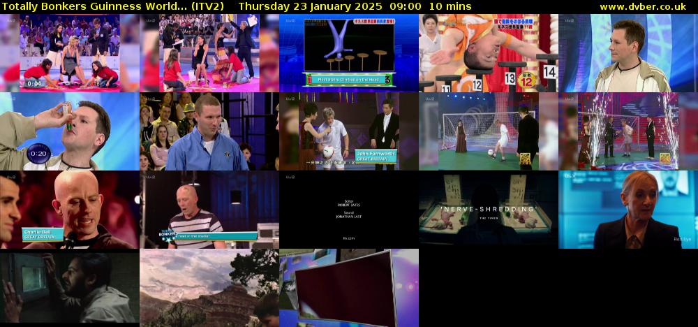 Totally Bonkers Guinness World... (ITV2) Thursday 23 January 2025 09:00 - 09:10