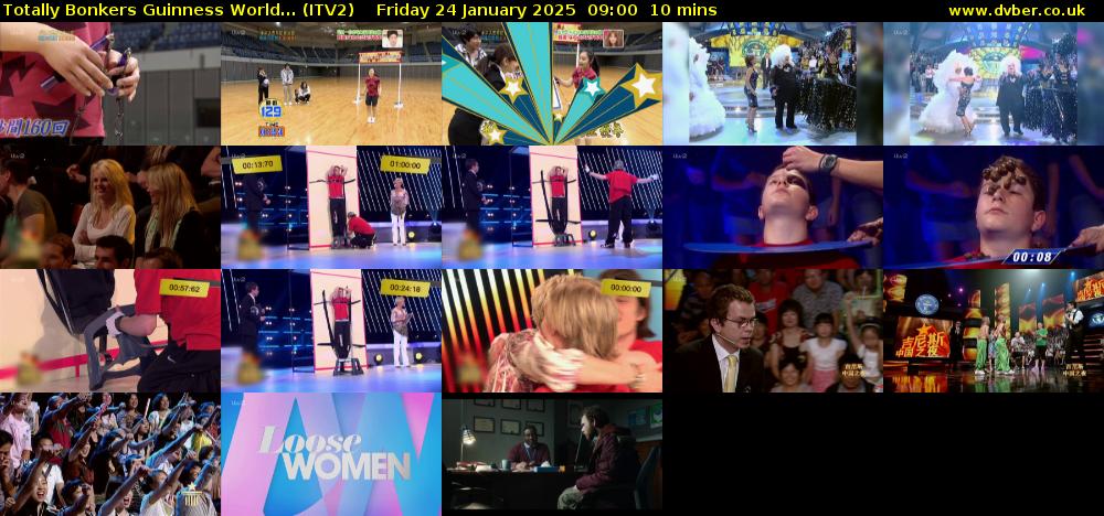 Totally Bonkers Guinness World... (ITV2) Friday 24 January 2025 09:00 - 09:10