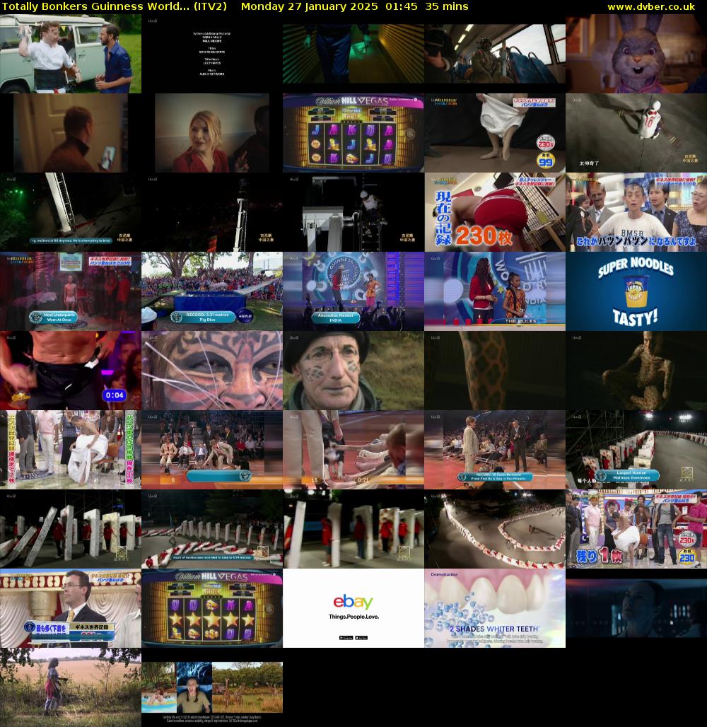 Totally Bonkers Guinness World... (ITV2) Monday 27 January 2025 01:45 - 02:20